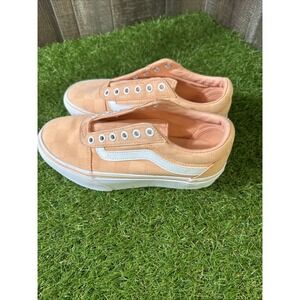 Vans Classic Slip-On Peach Checkerboard Shoes Women's Size‎ 6 No Laces